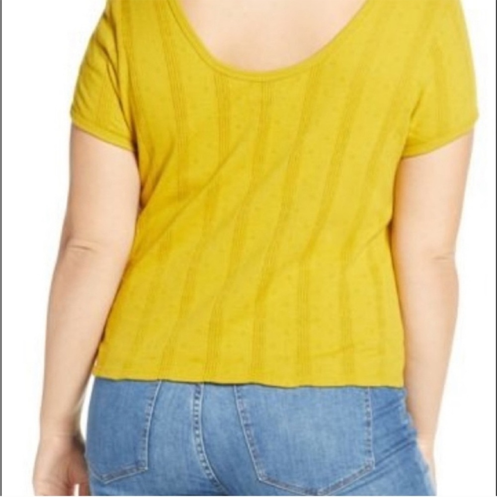 Madewell Pointelle Ribbed Tee Mustard Yellow Knit Top Medium - Picture 2 of 11